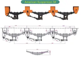 Orange American Type 3 Axle Mechanical Suspension