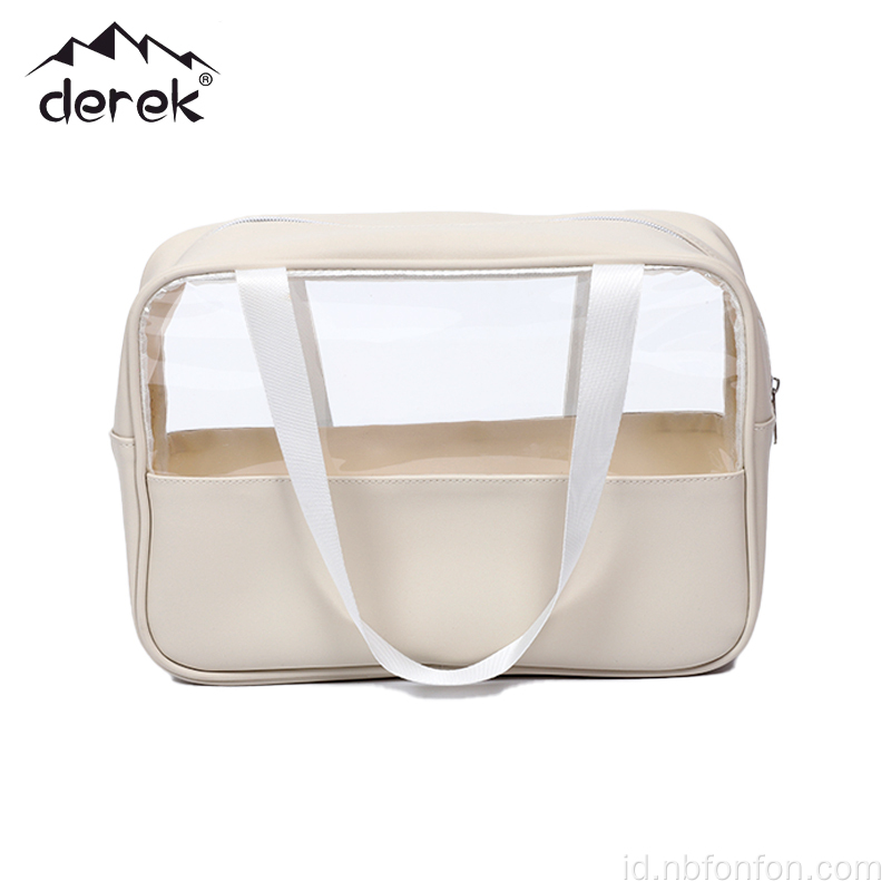 Tas Makeup Clear PVC Dengan Pegangan Zipper Portabel