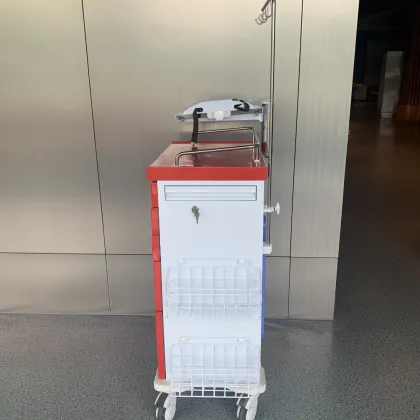 Hospital Steel Drawer Defibrillator Shelf Emergency Trolley