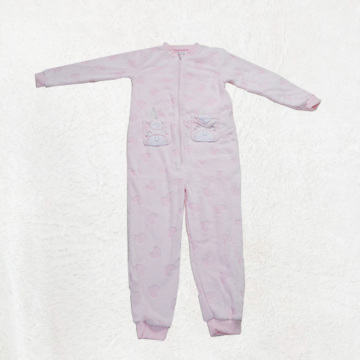 Pijama tudo-em-um rosa infantil