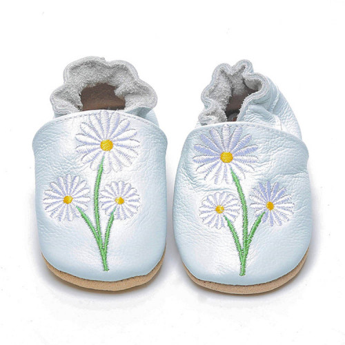 Bordado de flor bonito sapatos de couro macio
