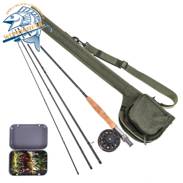 Wholesale Carbon Fiber Cork Handle 4-Section Spinning Fly Fishing Rod and Reel Combo with Lures