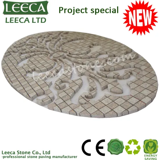 Oval pattern plaza granite paving stone
