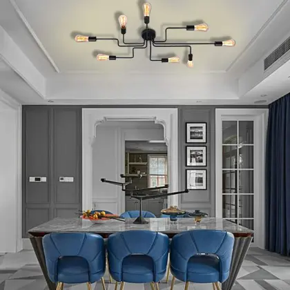 Black 8 Lights Sputnik Chandelier