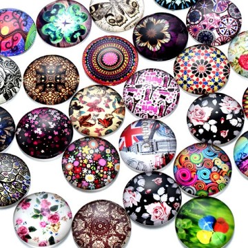 Mixed pictures clear magnifying glass cabochon 20mm round stickers