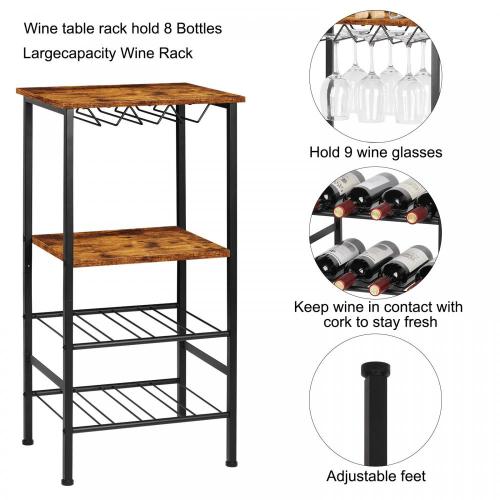 Floor Wine Bar Cabinet with Glass Holder Rack