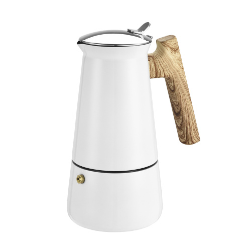 Elegante cafetera de acero inoxidable con tapa