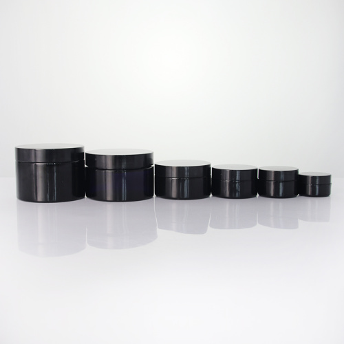 Opaque Black Facial Cosmetic Cream Jars Set Wholesale