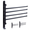 Black Bronze Stainless Steel Movable Towel Bar Folding Rotating Towel Bar with Clothes Hook