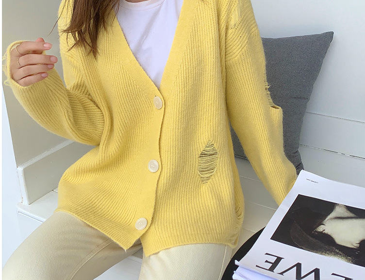 Ripped jacket knitted cardigan