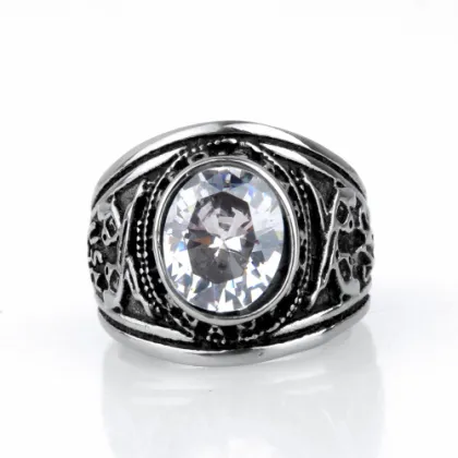 Black Diamond Semi-Precious Stone Gold Ring