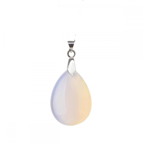 Opal 28x35MM Waterdrop Pendant Necklace with 45CM Silver Chain