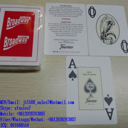 XF Casino Broadway Plastic Playing Cards With Invisible Ink Markings For UV Invisible Precision Contact Lenses And Analyzer