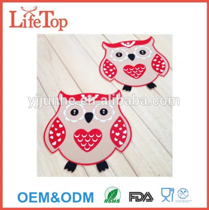 Premium Colorful Owl Shape Silicone Cup Mat,Coffee Mat
