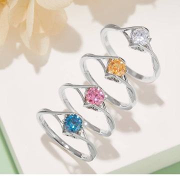 Χονδρικό S925 Ασημένιο Diamond Twisted Heart Δαχτυλίδια