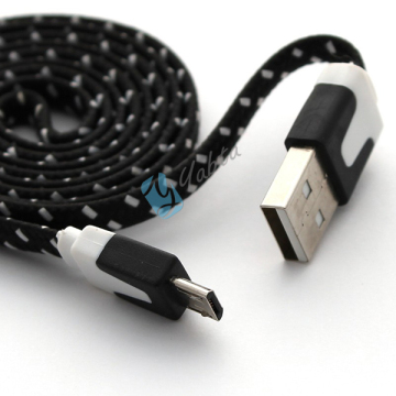 Black Color For Iphone 6 Flat Braided Fabric USB Cable