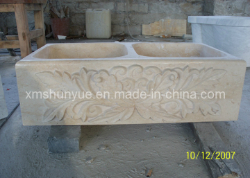 Natural Rond Series Beige Marble Basin and Sinks