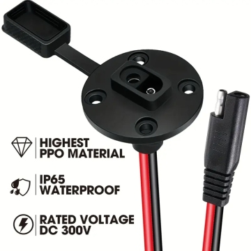 SAE Power Socket Sidewall Port Connector for Solar Panel Flush Mount