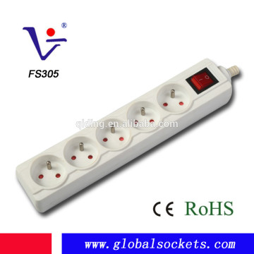 5ways French Power Socket with master switch