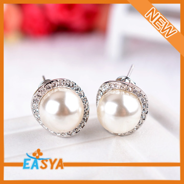 New Silver Crystal Pearl Stud Earring Wholesale