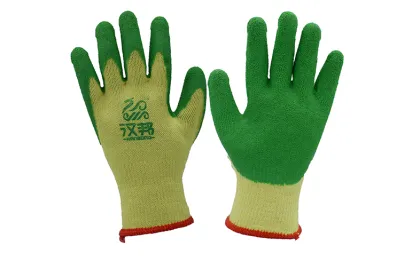 Yellow Yarn Green Rubber Gloves