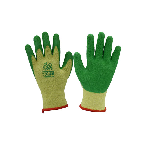 Yellow Yarn Green Rubber Gloves