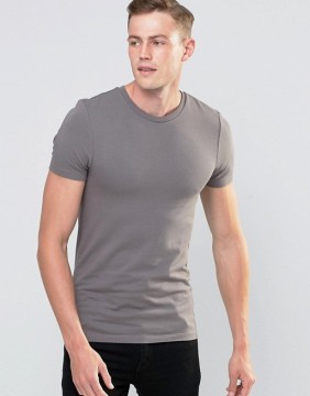 2016 High Quality Custom Short Sleeve Crew Neck Grey Mens Cotton Elastane Breathable Fitness Casual Plain T-Shirt