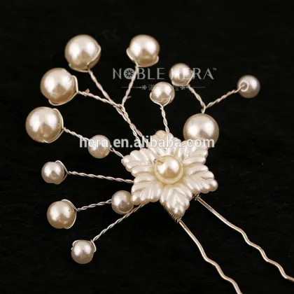 Handmade Cheap hair ornaments wholesale pearls flower hair forks bridal hair pin