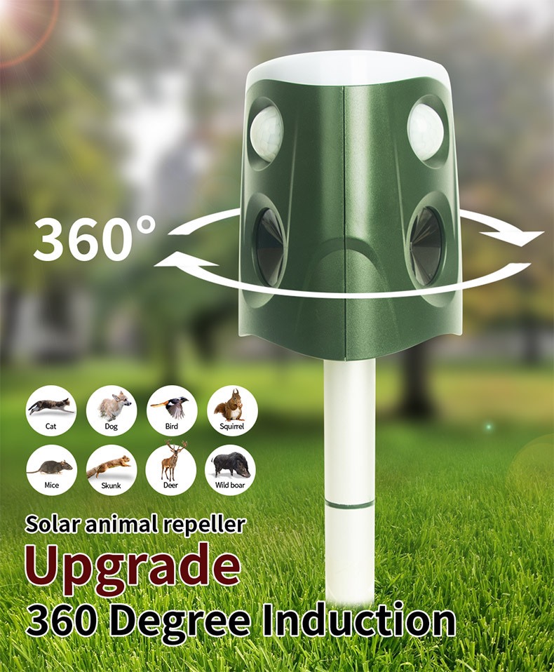 PIR Ultrasonic Animal Repellent Dog And Cats Device For Protect The Garden Orchard Farm