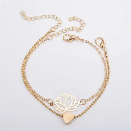 Cheapest Lotus Heart Anklet Sets: Stylish Women's Party Bracelet and Anklet Collection