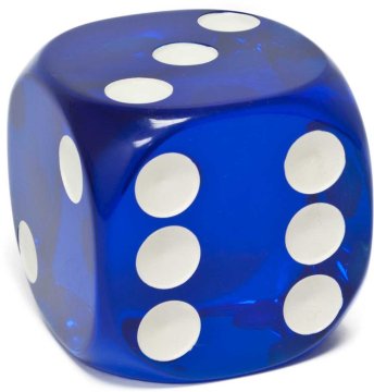 Big Blue Plastic Novelty Transparent Dice 30 MM (1.25 Inches)