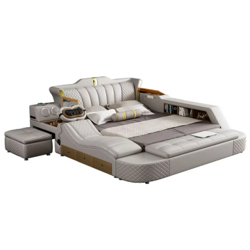 Modern Upholstered Leather Smart Bed with Storage: The Ultimate Luxury Queen and Full Single Design