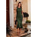 Sleeveless Backless Ruffle Hem Women's Elegant Midi Bodycon Dress Manufactory