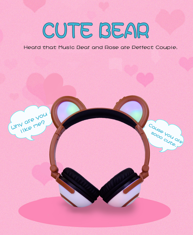 Colorful Flash Panda Ear Earphone Headphones