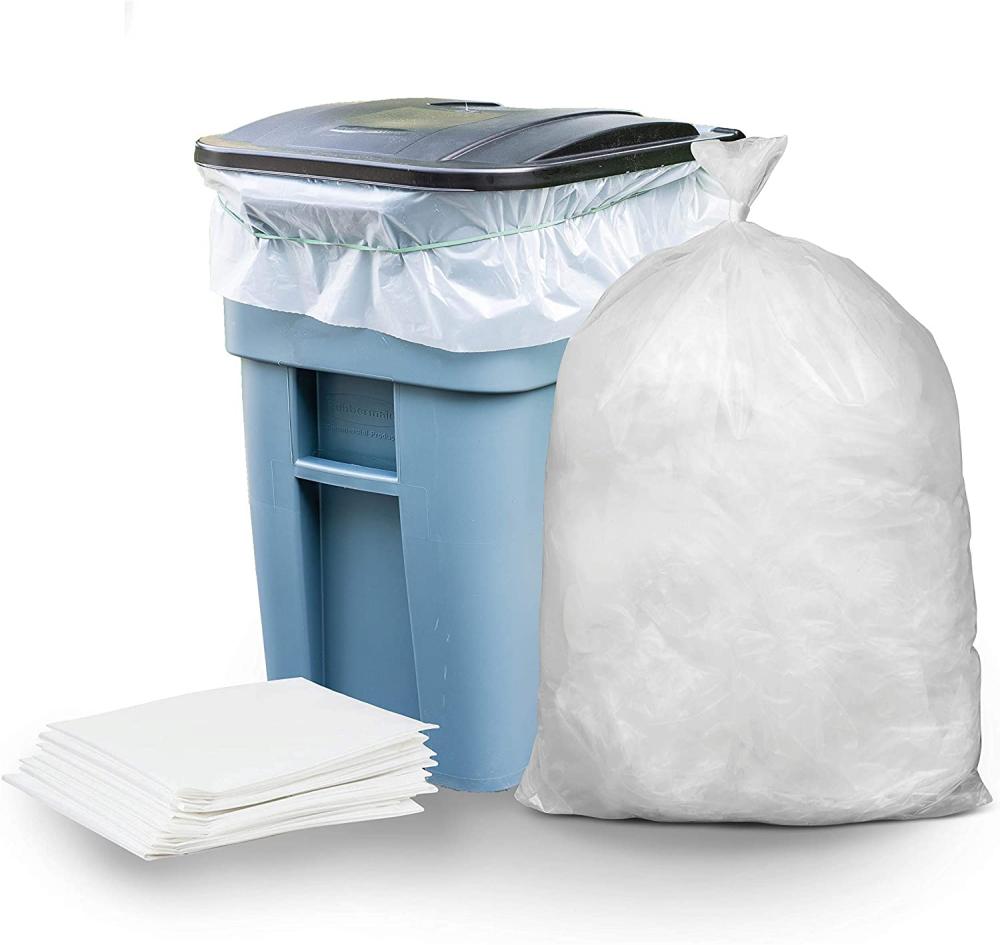 33 Gallon Plastic White Garbage Bag Can Liner