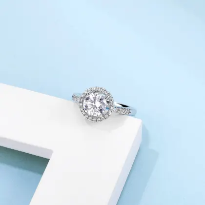 Snowflake Mosang Stone Ring 925 Sterling Silver Classic Six Claw Mosang Diamond Ring