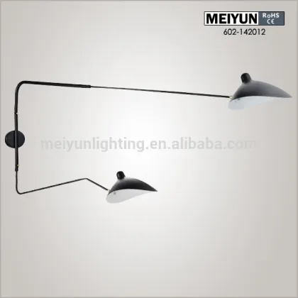 2016 Replica Serge Mouille black iron two arms modern designs wall lamp