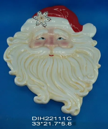 Antique Santa Hand-Painted Ceramic Plate
