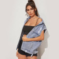 Custom Hollow Out Denim Vest Jacket for Ladies