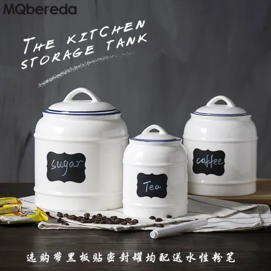 New Creative Kitchen Ceramic Sealing Pot Milk Tea Snacks and Large Capacity Storage Tank Coffee Sugar Grains Free Shipping