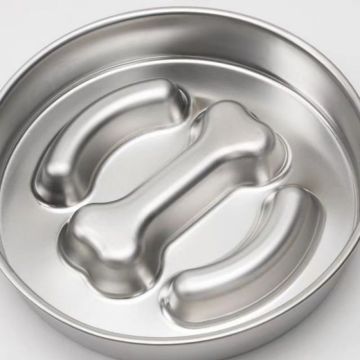 Ciotola per cani alimentatore lento anti-spill e non slip con design a stampa ossea e set di cucchiai di misurazione in acciaio inossidabile