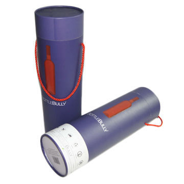 All paper material round tube for wine with red handle