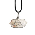 Wrapped Clear Crystal Hexagonal Pointed Pendant for Making Jewelry Necklace