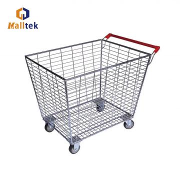 Zink Plated Big Basket Warehouse Storage Carry Trolley