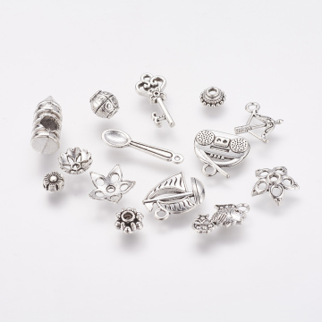 100g Mixed Style Antique Silver Assorted Tibetan Style Alloy Findings: Detailed Search Engine