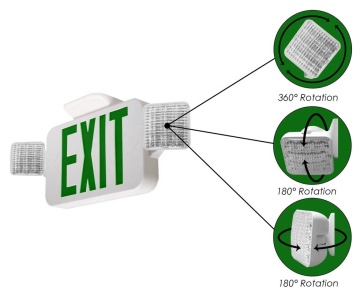 Lithium Battery Powered LED Emergency Light with Double Head Design and Exit Sign