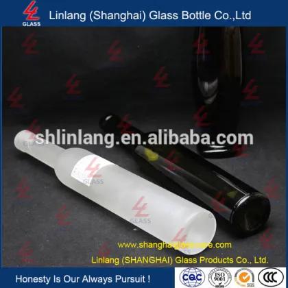 Antique Green Ice Fruit Wine Glass Bottle with Cork Neck