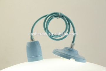 2015 new product light/ceramic pendant light with colorful fabric cable