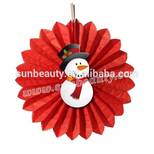 Christmas Decoration Snowman Paper Fan