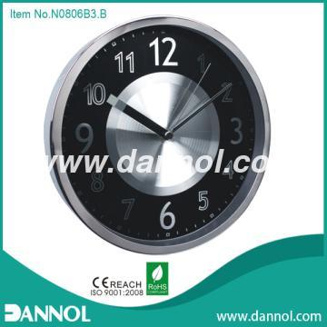 12\" Round Quartz Iron Wall Clock with Aluminium Dial,Black